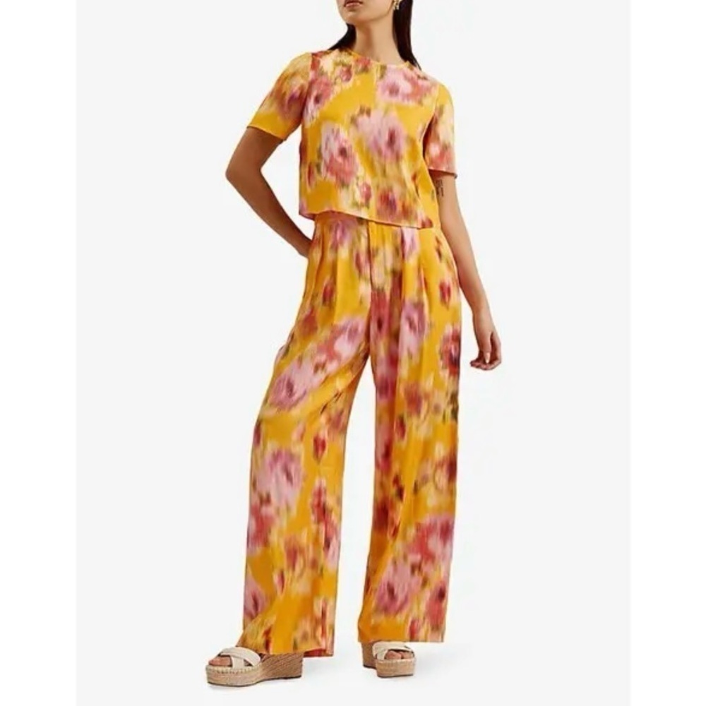 TED BAKER LONDON  Hitaku Floral-Print Woven Top in Orange Size US 4 / Ted 1 - Picture 3 of 6